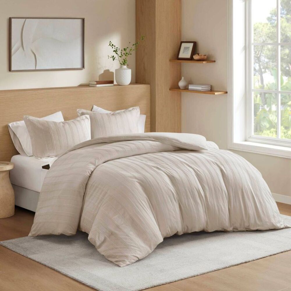 510 Design Twin/Twin XL Logan Woven Striped Duvet Cover Set Ivory